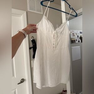 White Lace Spaghetti Strap Dress